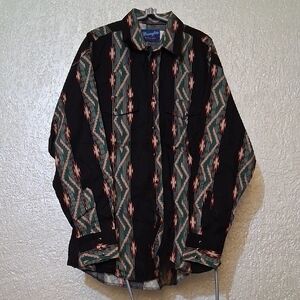Wrangler Western Vintage Tribal Patterned Button-Up Shirt